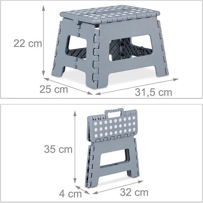 Klapphocker M, faltbar, tragbar, Reise Tritthocker, Kinder Badhocker, bis 120 kg, Kunststoff, 22 cm, hellgrau