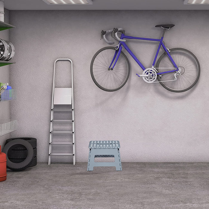 Klapphocker M, faltbar, tragbar, Reise Tritthocker, Kinder Badhocker, bis 120 kg, Kunststoff, 22 cm, hellgrau