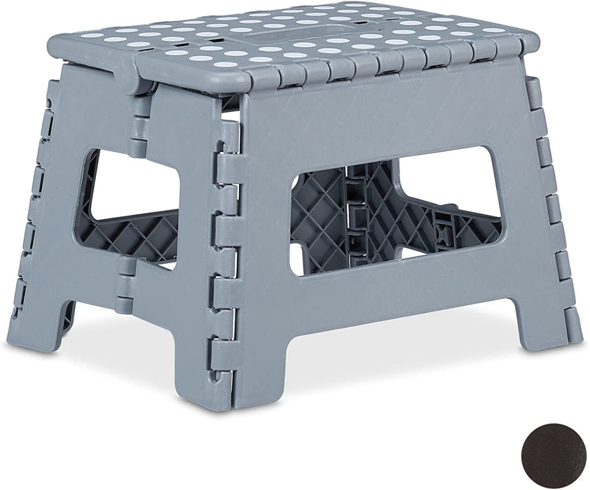 Klapphocker M, faltbar, tragbar, Reise Tritthocker, Kinder Badhocker, bis 120 kg, Kunststoff, 22 cm, hellgrau