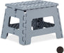 Klapphocker M, faltbar, tragbar, Reise Tritthocker, Kinder Badhocker, bis 120 kg, Kunststoff, 22 cm, hellgrau