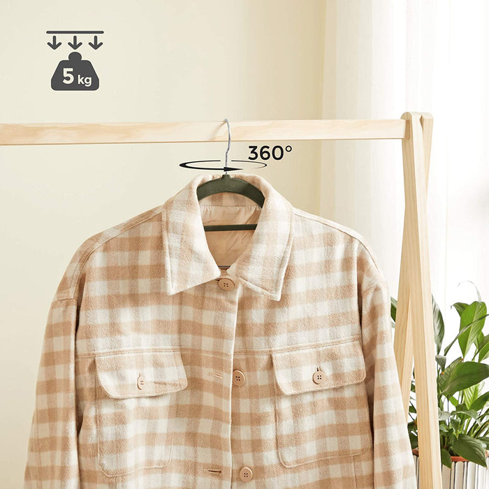 Kleiderbügel, Samt, 20 Stück, 0,6 cm dick, Anzugbügel, Jackenbügel mit Rutschfester Oberfläche, mit Zwei Einkerbungen, 360°drehbarer Haken, Antirutsch