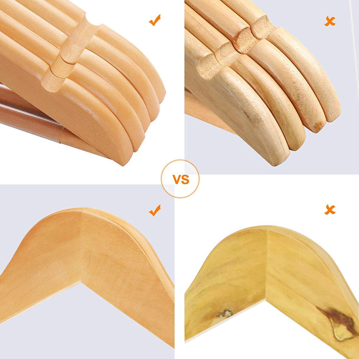 Kleiderbügel aus Holz, 10er Set, Anzugbügel aus Massivholz, Jackenbügel, Einkerbungen im Schulterbereich, rutschfest, für Jacken, Hemden