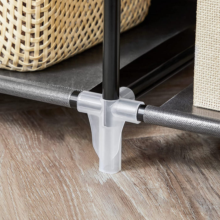 Kleiderschrank, Faltschrank, Stoffschrank, faltbare Garderobe mit 2 Kleiderstange, 175 x 150 x 45 cm, schwarz