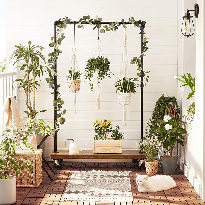 Kleiderständer, Garderobe, Garderobenständer, Kleiderstange bis 90 kg belastbar, mit Ablage, arretierbare Rollen, Industrie-Design, Wohnzimmer, Flur