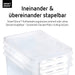 Kleine Aufbewahrungsboxen 1,5 L – 8 transparente und stapelbare Boxen mit Deckel und Clipverschluss weiss– BPA-frei und lebensmittelecht 
