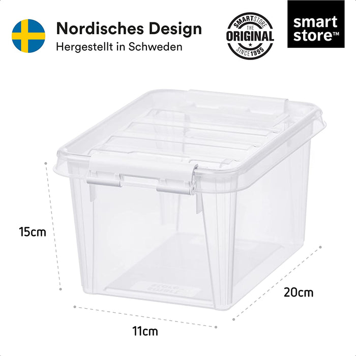 Kleine Aufbewahrungsboxen 1,5 L – 8 transparente und stapelbare Boxen mit Deckel und Clipverschluss weiss– BPA-frei und lebensmittelecht 