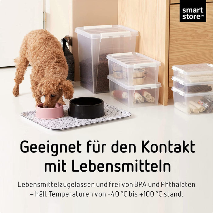 Kleine Aufbewahrungsboxen 1,5 L – 8 transparente und stapelbare Boxen mit Deckel und Clipverschluss weiss– BPA-frei und lebensmittelecht 