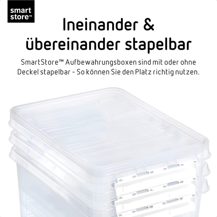 Kleine Aufbewahrungsboxen 3.5 L – 8 transparente und stapelbare Boxen mit Deckel und Clipverschluss weiss– BPA-frei und lebensmittelecht 