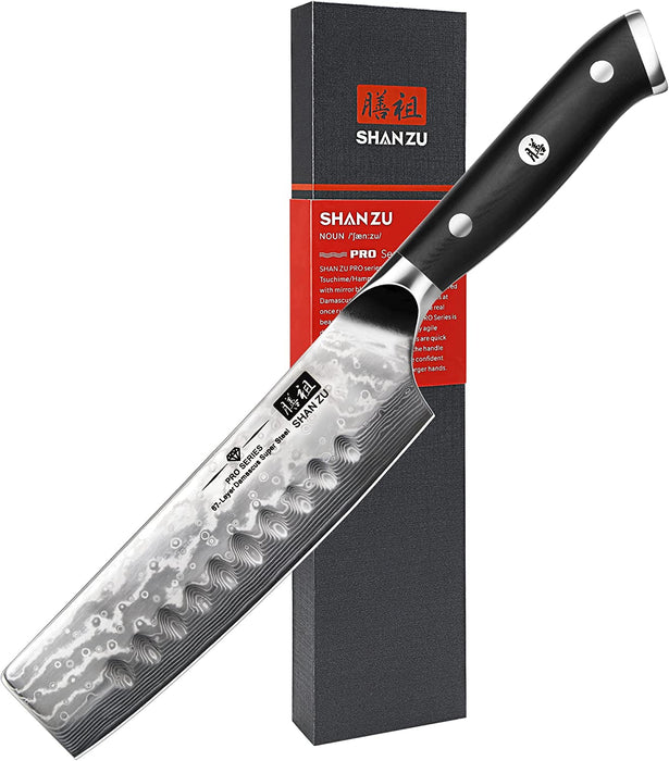 Kochmesser Nakiri Küchenmesser Profi Messer 16.5 cm Allzweckmesser Damaskus Edelstahl Extra Scharfe Messerklinge mit ergonomischer Griff 