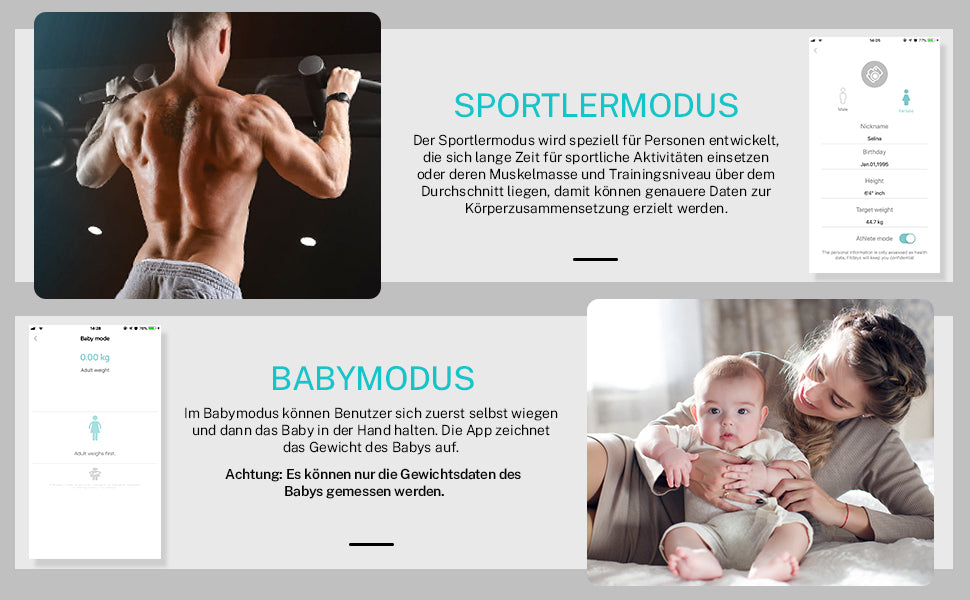 Körperfettwaage, Misiki Digital Personenwaagen Körperanalysewaagen Bluetooth BMI Waage mit LCD Display für Körperfett, Smart Waage mit App