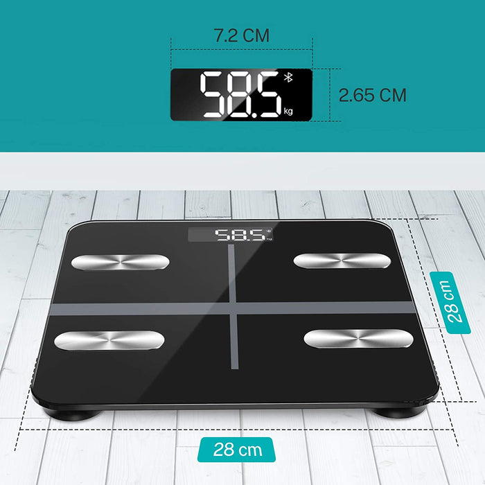 Körperfettwaage, Misiki Digital Personenwaagen Körperanalysewaagen Bluetooth BMI Waage mit LCD Display für Körperfett, Smart Waage mit App