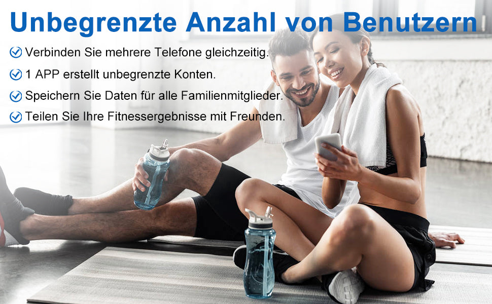 Körperfettwaage, Waage Personen mit APP, Fortgeschrittene Personenwaage digital für Gewicht, Körperfett, Muskelmasse, Herzfrequenz, Herz-Index