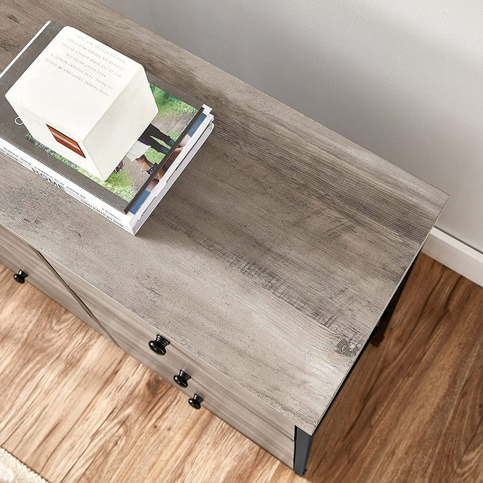 Kommode, Schrank, 6 Stoffschubladen mit MDF-Front, Metallgestell, bis 25 kg belastbar, Industrie-Design, für Kinderzimmer, Schlafzimmer, Flur