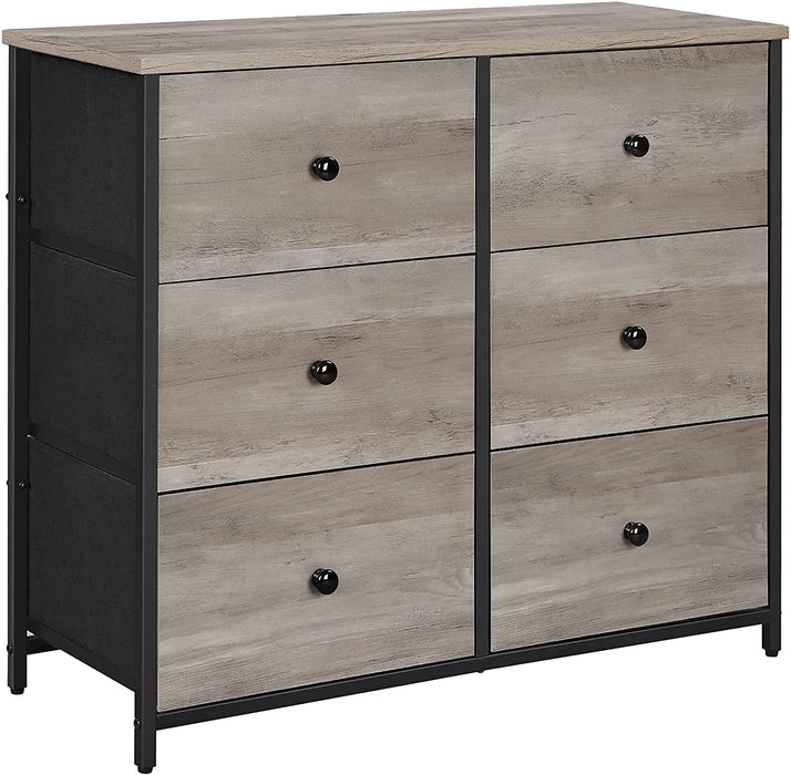 Kommode, Schrank, 6 Stoffschubladen mit MDF-Front, Metallgestell, bis 25 kg belastbar, Industrie-Design, für Kinderzimmer, Schlafzimmer, Flur