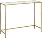 Konsolentisch, Beistelltisch aus Hartglas, moderner Sofatisch, einfacher Aufbau, verstellbare Füße, Wohnzimmer, Flur, goldfarben