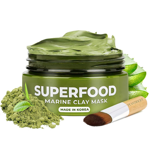 Korean Gesichtsmaske mit Avocado & Superfoods 100ml - Gesicht Polierer aus Meereslehm - Gesichtsporen - Minimierer - Reinigt Pickel und entgiftet