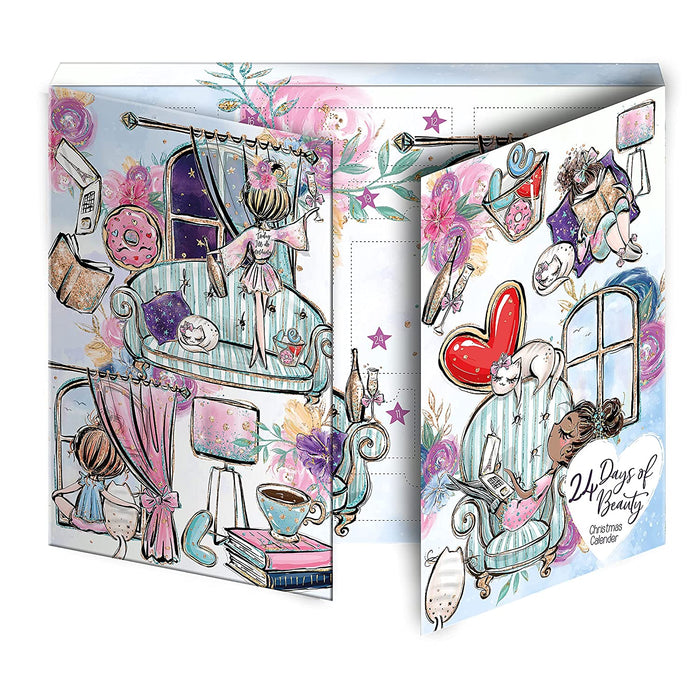 Kosmetik-Adventskalender für Teens, Stay Chic, 24 Beauty und Make-Up Überraschungen, Highlights für Augen, Lippen und Gesicht, in edler Box
