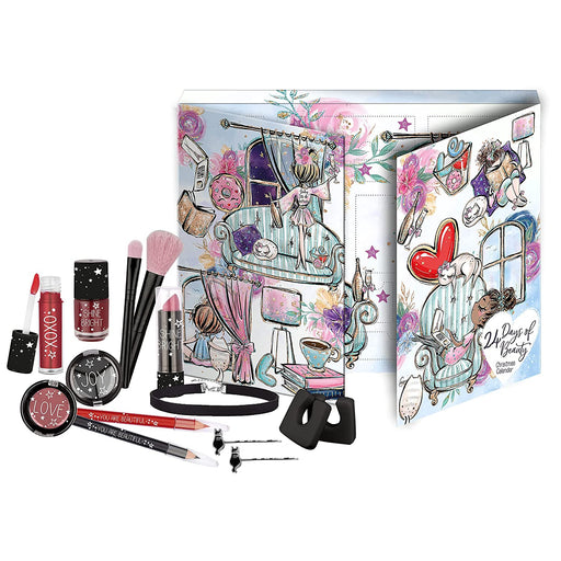 Kosmetik-Adventskalender für Teens, Stay Chic, 24 Beauty und Make-Up Überraschungen, Highlights für Augen, Lippen und Gesicht, in edler Box