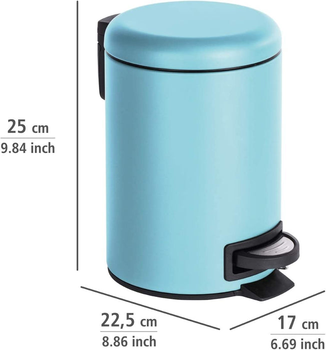 Kosmetik Treteimer Leman Blau 3 l - Kosmetikeimer, Mülleimer Fassungsvermögen: 3 l, Stahl, 17 x 25 x 22.5 cm, Hellblau