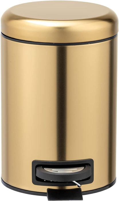 Kosmetik Treteimer Leman Gold matt 3 L - Kosmetikeimer, Mülleimer mit Anti-Fingerprint Fassungsvermögen 3 l, Edelstahl rostfrei, Gold