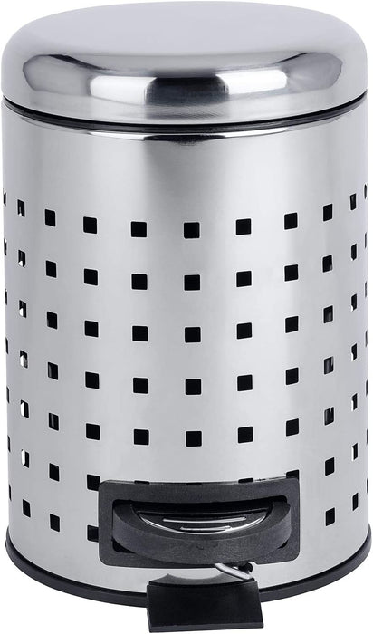 Kosmetik Treteimer Leman Lochdesign Edelstahl - Kosmetikeimer, Mülleimer mit Tretmechanismus Fassungsvermögen: 3 l, Edelstahl rostfrei, Glänzend