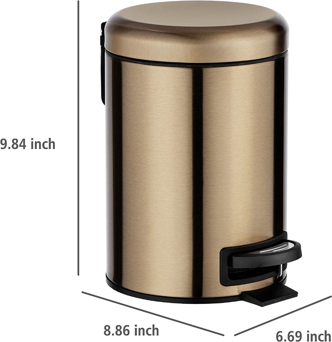 Kosmetik Treteimer Leman Metallic-Kupfer 3 L - Kosmetikeimer, Mülleimer mit Anti-Fingerprint Fassungsvermögen 3 l, Edelstahl rostfrei, Kupfer