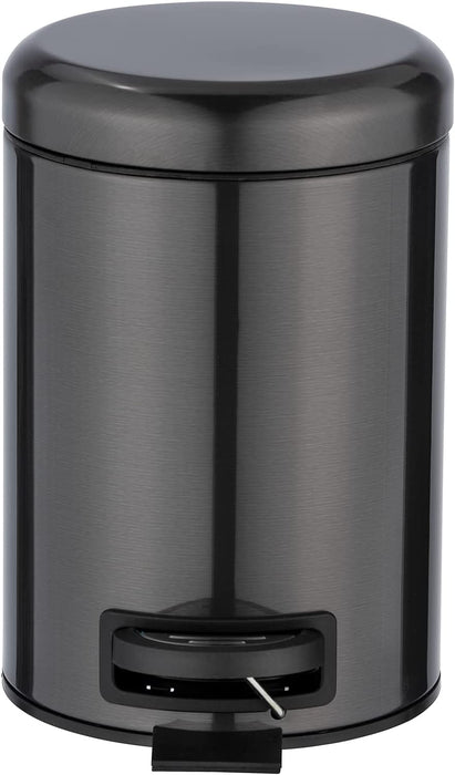 Kosmetik Treteimer Leman Metallic-Schwarz 3 L - Kosmetikeimer, Mülleimer mit Anti-Fingerprint Fassungsvermögen 3 l, Edelstahl rostfrei, Schwarz