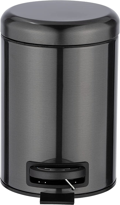 Kosmetik Treteimer Leman Metallic-Schwarz 3 L - Kosmetikeimer, Mülleimer mit Anti-Fingerprint Fassungsvermögen 3 l, Edelstahl rostfrei, Schwarz
