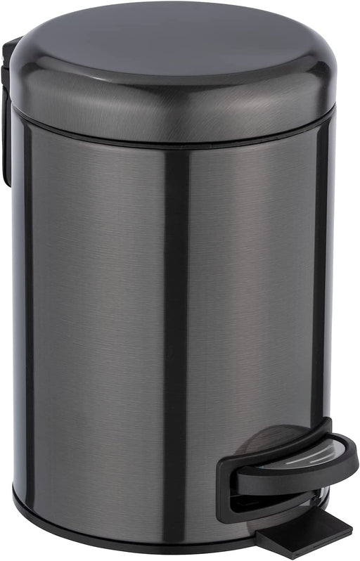 Kosmetik Treteimer Leman Metallic-Schwarz 3 L - Kosmetikeimer, Mülleimer mit Anti-Fingerprint Fassungsvermögen 3 l, Edelstahl rostfrei, Schwarz
