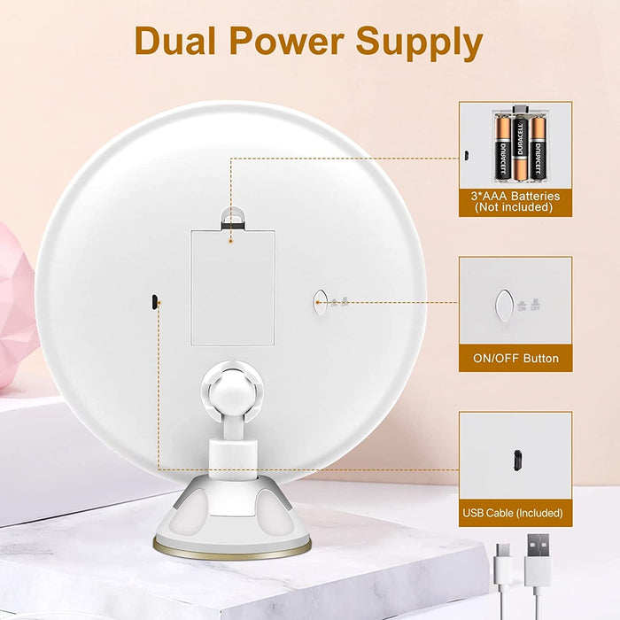 Kosmetikspiegel LED Beleuchtung mit 10fach Vergrößerungsspiegel, Dimmbar Schminkspiegel mit Starke Saugnapf , 360° Schwenkbar Spiegel mit Touch-Screen