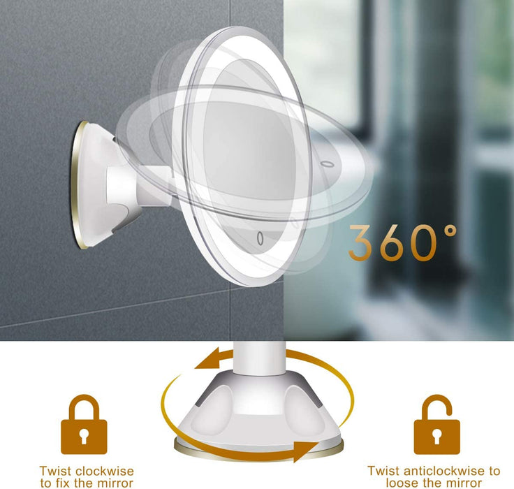 Kosmetikspiegel LED Beleuchtung mit 10fach Vergrößerungsspiegel, Dimmbar Schminkspiegel mit Starke Saugnapf , 360° Schwenkbar Spiegel mit Touch-Screen
