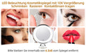 Kosmetikspiegel LED Beleuchtung mit 10fach Vergrößerungsspiegel, Dimmbar Schminkspiegel mit Starke Saugnapf , 360° Schwenkbar Spiegel mit Touch-Screen