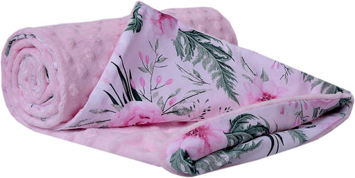 Krabbeldecke 100% Baumwolle 75x100cm doppelseitig multifunktional Minky Kuscheldecke für Kinderwagen weich flauschig (Hellrosa Blument)