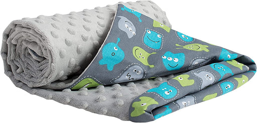 Krabbeldecke 100% Baumwolle 75x100cm doppelseitig multifunktional Minky Kuscheldecke für Kinderwagen weich flauschig (Kreaturen mit grauem Minky)