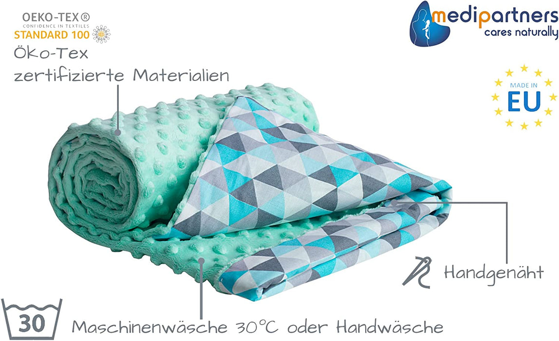Krabbeldecke 100% Baumwolle 75x100cm doppelseitig multifunktional Minky Kuscheldecke für Kinderwagen weich flauschig 
