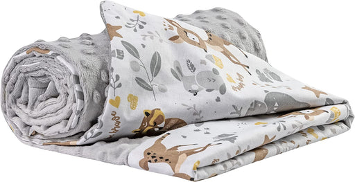Krabbeldecke 100% Baumwolle 75x100cm doppelseitig multifunktional Minky Kuscheldecke für Kinderwagen weich flauschig (REH mit grauem Minky)
