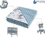 Krabbeldecke 100% Baumwolle 75x100cm doppelseitig multifunktional Minky Kuscheldecke für Kinderwagen weich flauschig (Teddybär mit hellbaluen Minky)