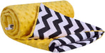 Krabbeldecke 100% Baumwolle 75x100cm doppelseitig multifunktional Minky Kuscheldecke für Kinderwagen weich flauschig (Zickazk mit Gelbem Minky)