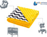 Krabbeldecke 100% Baumwolle 75x100cm doppelseitig multifunktional Minky Kuscheldecke für Kinderwagen weich flauschig (Zickazk mit Gelbem Minky)