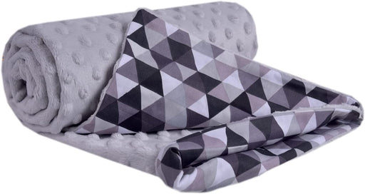 Krabbeldecke 100% Baumwolle 75x100cm doppelseitig multifunktional Minky Kuscheldecke für Kinderwagen weich flauschig (graue Dreiecke mit grauen)