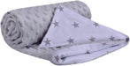 Krabbeldecke 100% Baumwolle 75x100cm doppelseitig multifunktional Minky Kuscheldecke für Kinderwagen weich flauschig (graue Sterne mit grauem Minky)