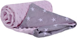 Krabbeldecke 100% Baumwolle 75x100cm doppelseitig multifunktional Minky Kuscheldecke für Kinderwagen weich flauschig (weiße Sterne mit rosa Minky)