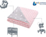 Krabbeldecke 100% Baumwolle 75x100cm doppelseitig multifunktional Minky Kuscheldecke für Kinderwagen weich flauschig (weiße Sterne mit rosa Minky)