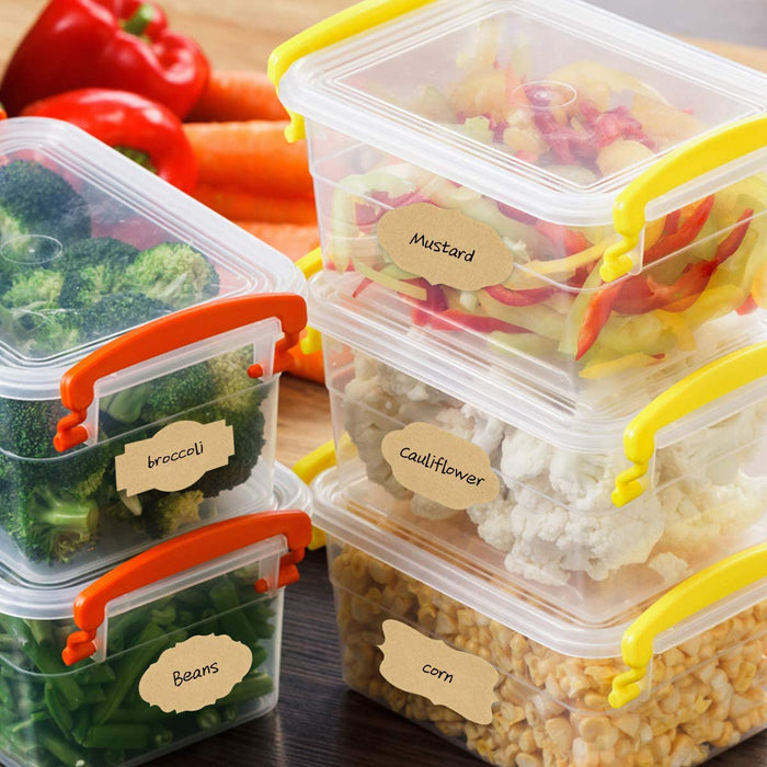 Kraft Etiketten Aufkleber, 500 Stück Kraftpapier Sticker, selbstklebende Marmelade Etiketten Aufkleber, Leere Gefrierschrank Etiketten