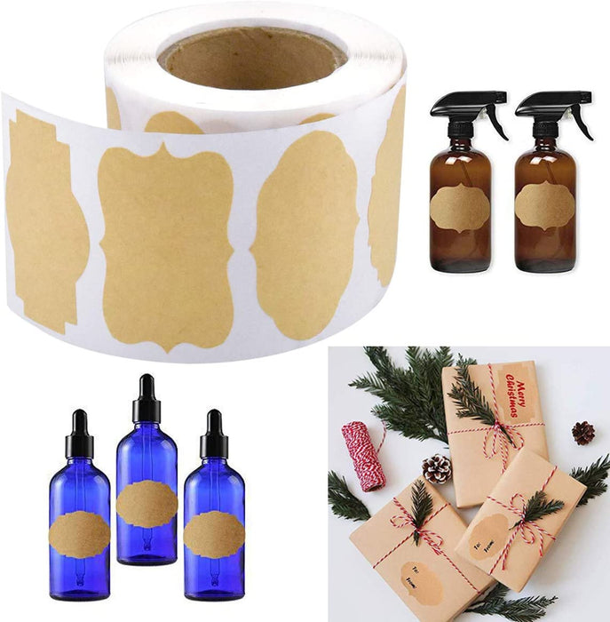 Kraft Etiketten Aufkleber, 500 Stück Kraftpapier Sticker, selbstklebende Marmelade Etiketten Aufkleber, Leere Gefrierschrank Etiketten