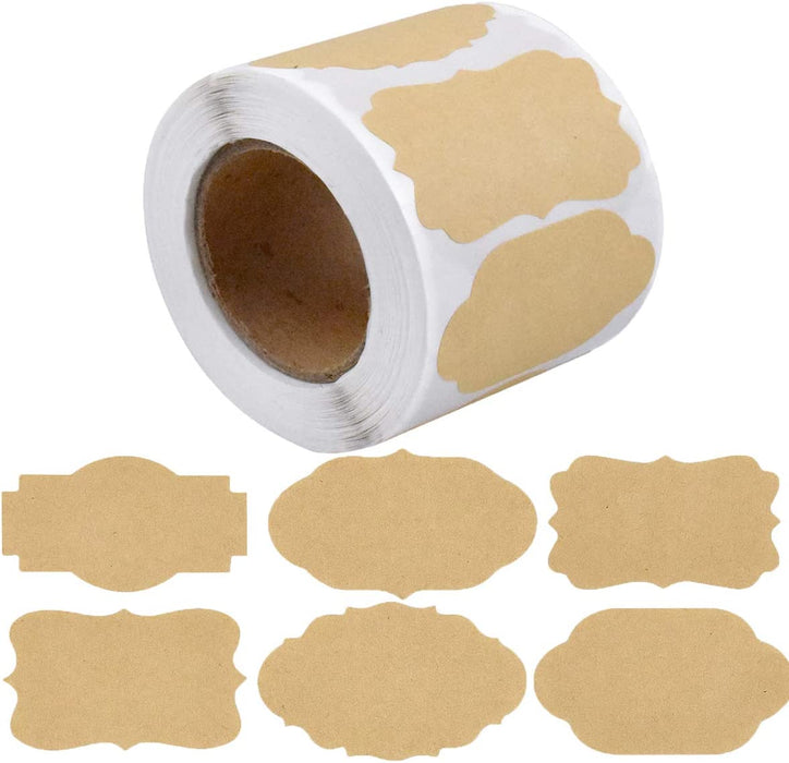 Kraft Etiketten Aufkleber, 500 Stück Kraftpapier Sticker, selbstklebende Marmelade Etiketten Aufkleber, Leere Gefrierschrank Etiketten
