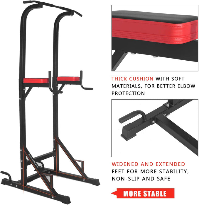 Kraftturm Power Town Multifunktions Kraftstation Klimmzugstation Liegestützgriffe Dip-Station für Home-Gym Max.120 KG