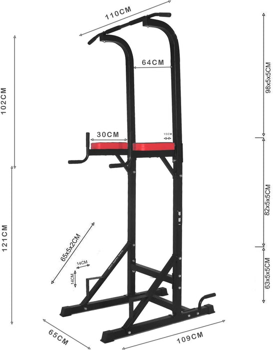 Kraftturm Power Town Multifunktions Kraftstation Klimmzugstation Liegestützgriffe Dip-Station für Home-Gym Max.120 KG