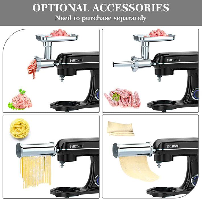 Küchenmaschine Knetmaschine (1800 W) leistungsstark leise und multifunktional Metallgehäuse inkl 6,5 L Edelstahlschüssel 3-Rührwerkzeuge Spritzschutz