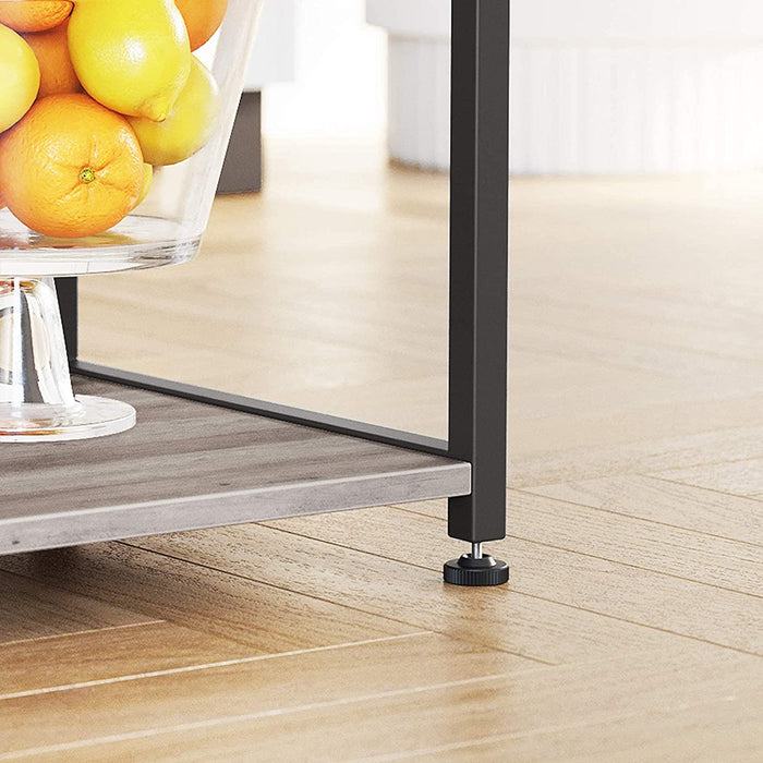 Küchenregal, Standregal mit Metallkorb, Bäckerregal mit 6 S-Haken und Regalablagen, Mikrowellenregal, Gewürzregal, für Töpfe und Pfannen